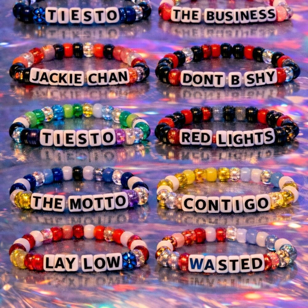 TIESTO | set of 10 beaded Kandi bracelets for rave or festival